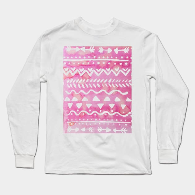 Loose bohemian pattern - pink Long Sleeve T-Shirt by wackapacka